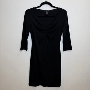 BCBG Paris Petite Black Twist Front Dress PS Midi Bodycon EUC